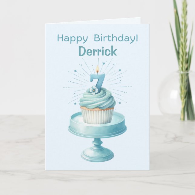Carte personnalisée 7e anniversaire Cupcake (Devant)