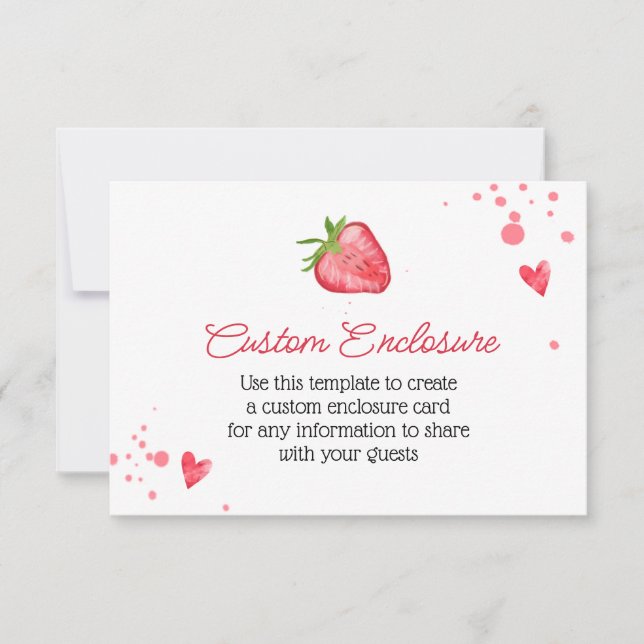 Carte personnalisée à l'aquarelle fraise simple (Devant)