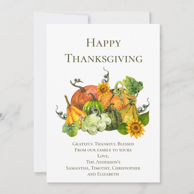 Carte personnalisée Automne Thanksgiving Day Card (Devant)