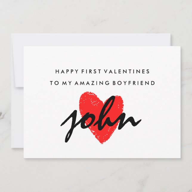 Carte personnalisée Boyfriend 1st Valentines (Devant)