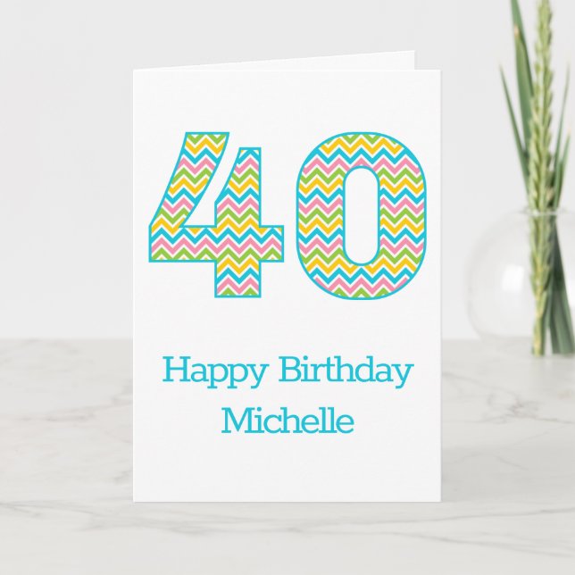 Carte personnalisée Chevron brillant 40e anniversa (Devant)
