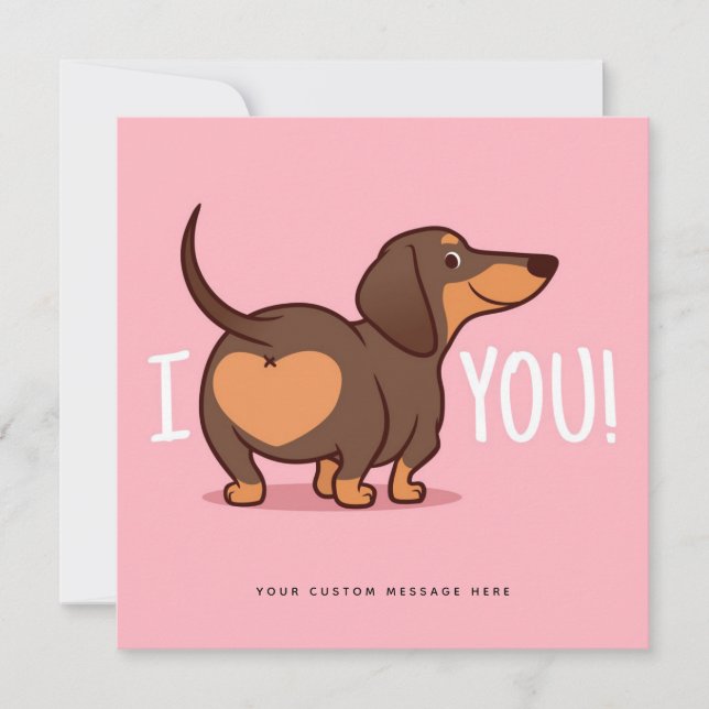 Carte personnalisée d'amour pour chien Dachshund (Devant)