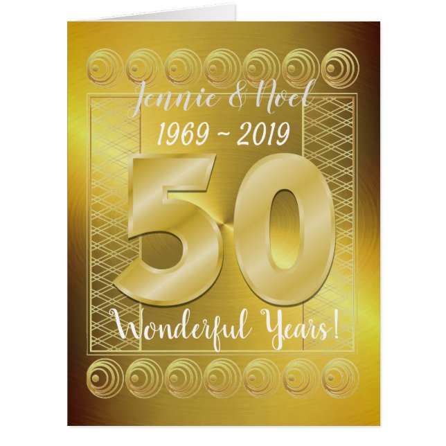 Carte personnalisée d'anniversaire de mariage d'or (Devant)
