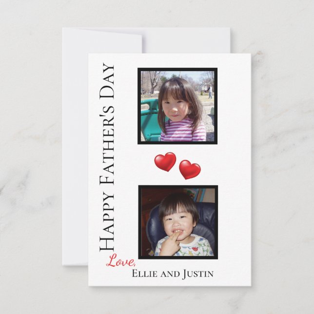 Carte personnalisée de Fête des Pères avec deux ph (Devant)