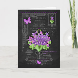 Carte personnalisée de fleur de naissance de févri