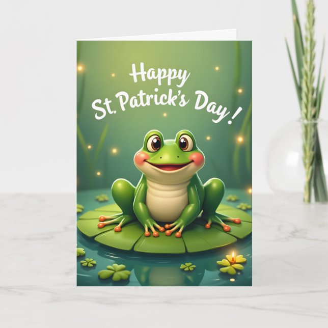 Carte personnalisée de grenouille de la Saint-Patr (Devant)