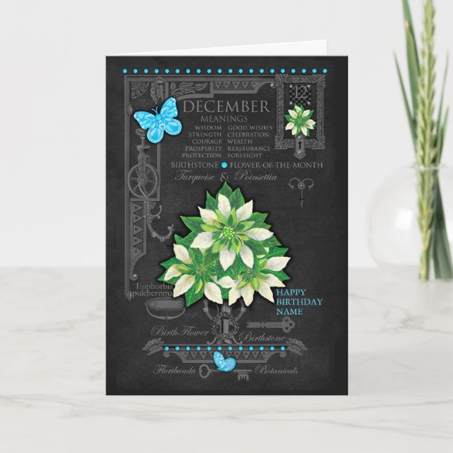 Carte personnalisée de la Marque de Décembre Fleur (Devant)