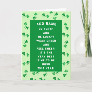 Carte personnalisée de la Saint-Patrick