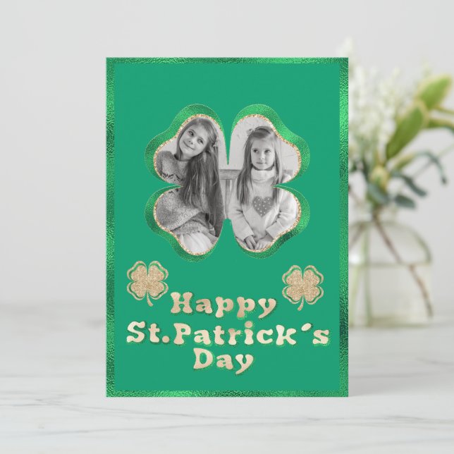 Carte personnalisée de la Saint-Patrick Pailletée  (Debout devant)
