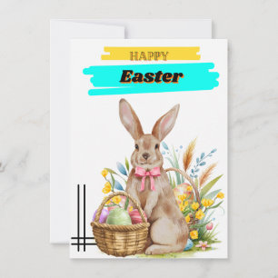 Carte personnalisée de lapin de Pâques mignonne
