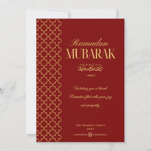 Carte personnalisée de Ramadan Mubarak rouge et or