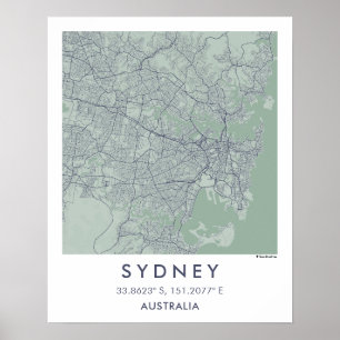 Carte personnalisée de Sydney Australie Poster