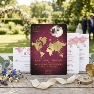 Carte personnalisée de voyage d'amour de mariage