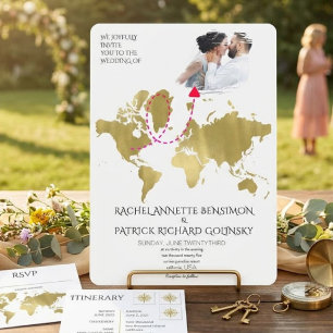 Carte personnalisée de voyage d'amour de mariage