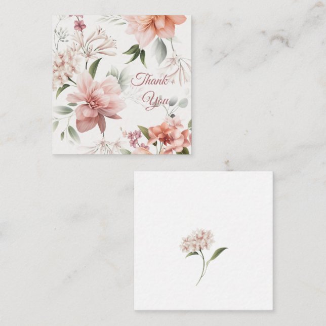 Carte personnalisée d'insertion de fleurs élégante (Devant / Derrière)