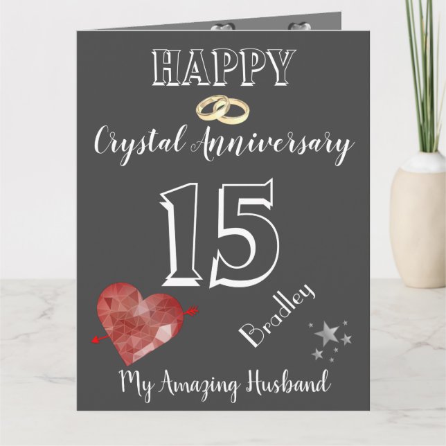 Carte personnalisée du 15e anniversaire pour mari (Devant)