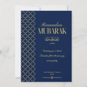 Carte personnalisée Elegant Blue & Gold Ramadan Mu