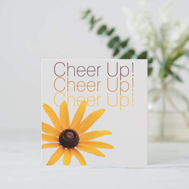 Carte Personnalisée Elégante Fleur Jaune Brown Cheval Up (Debout devant)