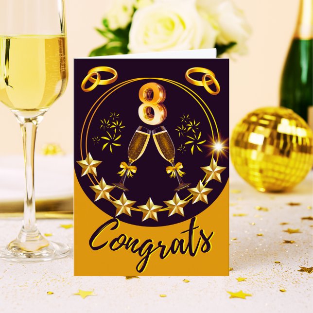 Carte personnalisée en bronze 8e anniversaire Coup (Créateur téléchargé)