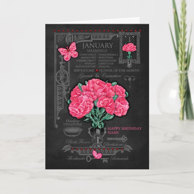Carte personnalisée Fleur de naissance (Devant)