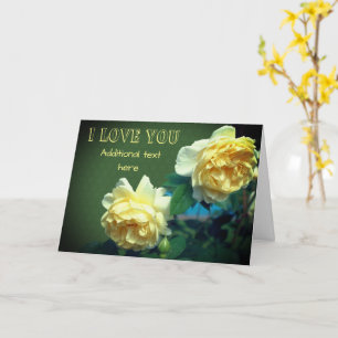 Carte personnalisée Fleur de roses jaunes J'aime m