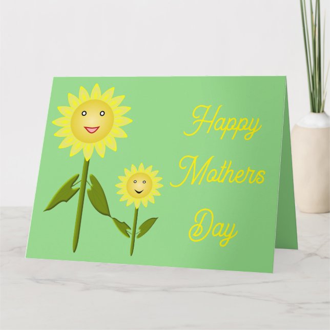 Carte personnalisée Fleurs de soleil Fête des mère (Devant)