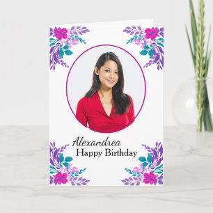 Carte personnalisée Fleurs photos d'anniversaire j