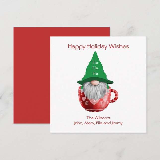 Carte personnalisée Gnome Red Green Holiday Wings (Devant / Derrière)