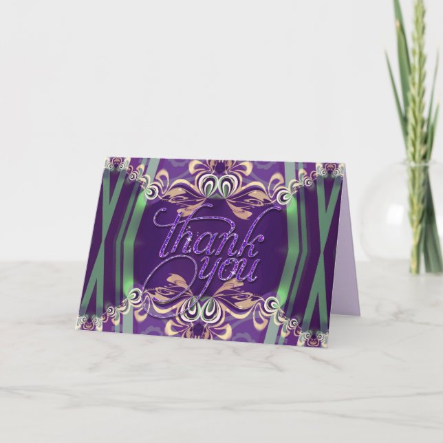 Carte personnalisée Lacy Purple Green Sparkling Me (Devant)