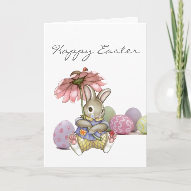Carte personnalisée - lapin et coccinelles (Devant)