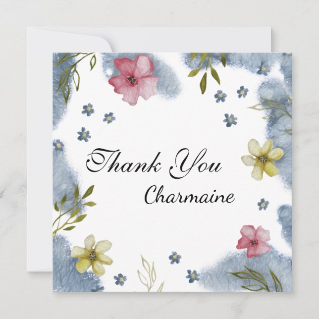 Carte personnalisée Merci Friend Floral Watercolor (Devant)