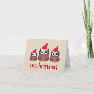 Carte personnalisée Noël drôle Chouettes Anti Noël
