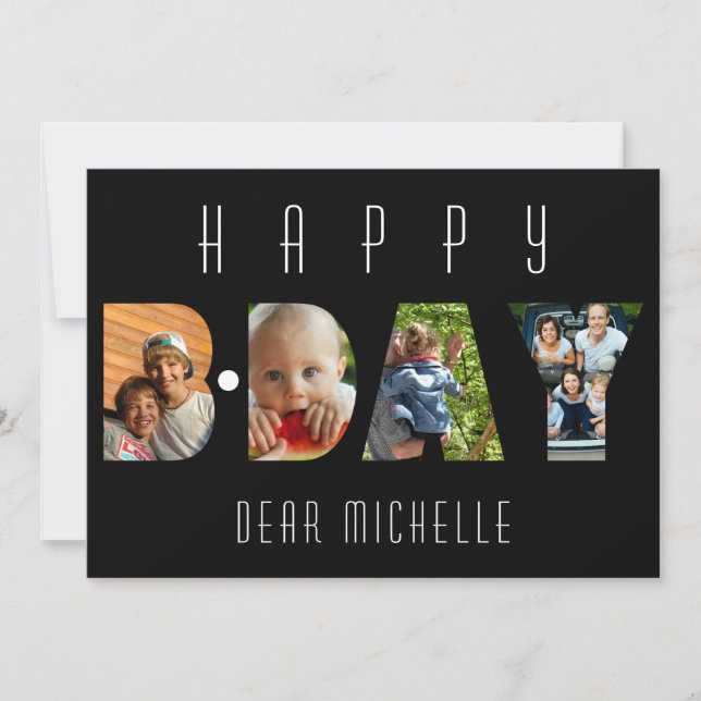 Carte personnalisée pour Anniversaire moderne 4 Ph (Devant)