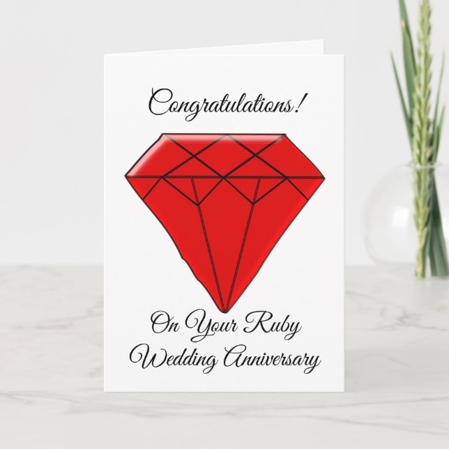 Carte personnalisée Ruby pour le 40e anniversaire  (Devant)