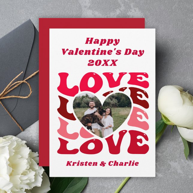 Carte personnalisée Saint-Valentin avec photo de c (Custom Couple Photo Happy Valentine's Day Holiday Card
)