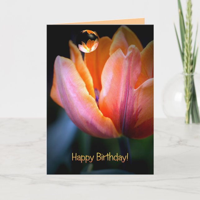 Carte personnalisée Tulip & Text Birthday Card (Devant)