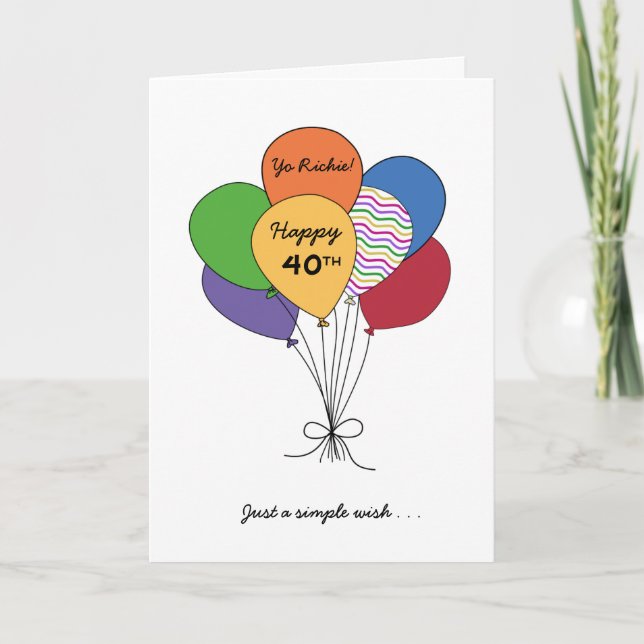 Carte Personnaliser Avec Nom~Joyeux Souhait 40e Annivers (Devant)