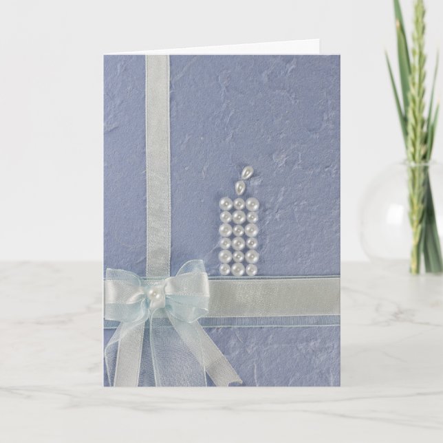 Carte Personnaliser Bougie avec perles blanches, arc Bap (Devant)