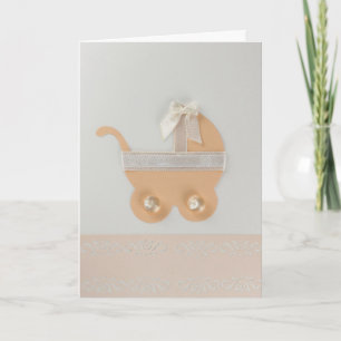 Carte Personnaliser Bright peach couleur bébé chariot