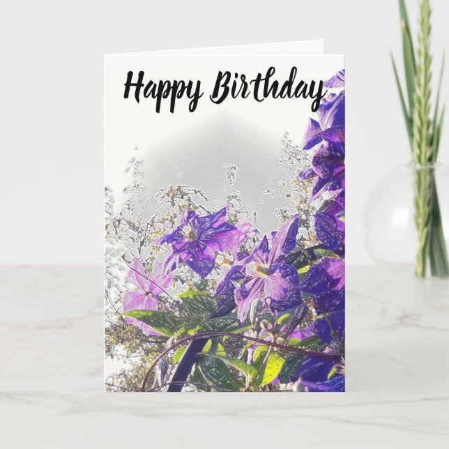 Carte Personnaliser de fleur de clématite de joyeux (Devant)