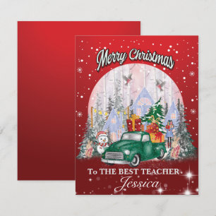 Carte Personnaliser enseignant, Joyeux cadeaux de Noël