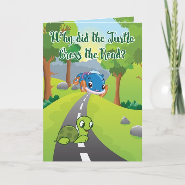 Carte PERSONNALISER FunnY Tortue Traverser la route Anni (Devant)