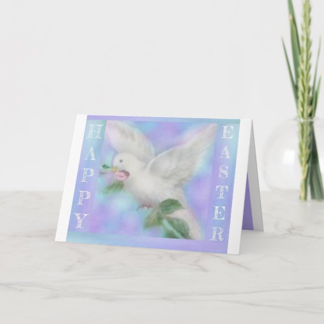 Carte Personnaliser la norme "Dove avec un Rose" Pâques (Devant)