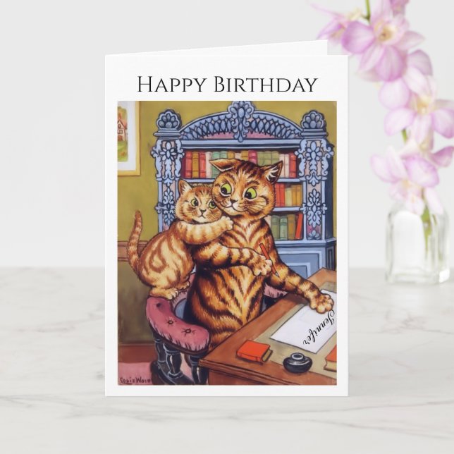 Carte Personnaliser le nom Anniversaire Chats Kitten Lou (Orchidée)