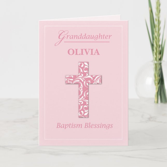 Carte Personnaliser le nom de la petite-fille Baptême fi (Devant)