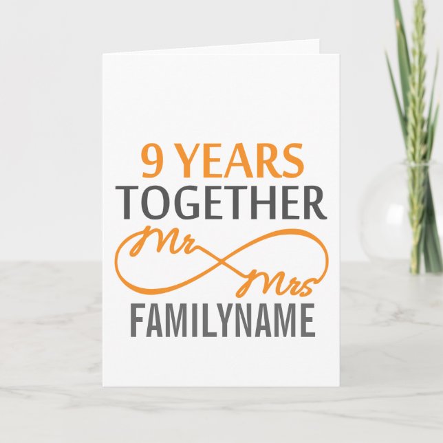 Carte Personnaliser M. et Mme 9e anniversaire (Devant)