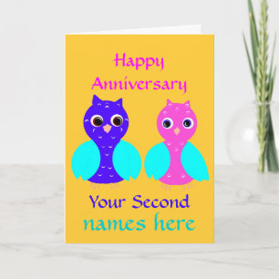 Carte Personnaliser mignonne de couples de hibou de