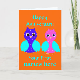 Carte Personnaliser mignonne de couples de hibou de