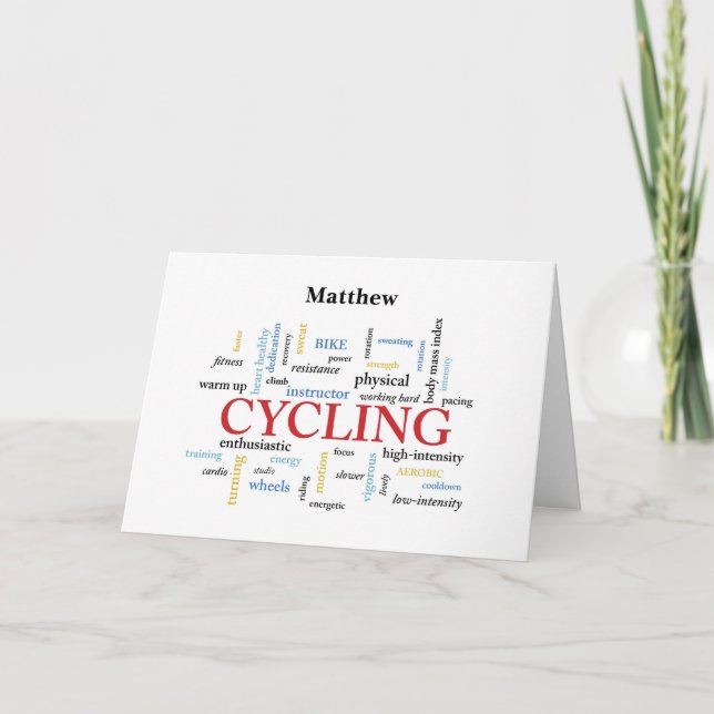 Carte Personnaliser Nom Anniversaire Cyclisme En Mots (Devant)