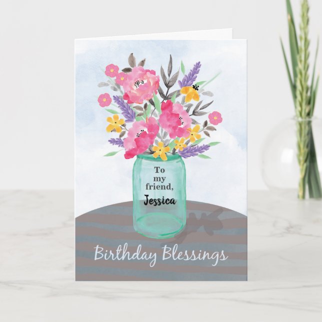 Carte Personnaliser Nom de l'ami Anniversaire Bénédictio (Devant)